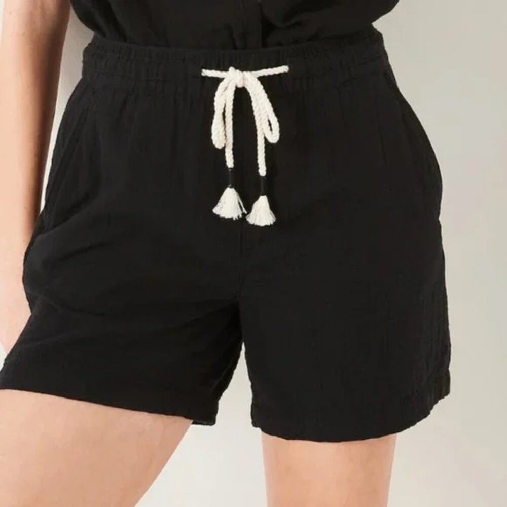 Old Navy High Waisted Textured Cotton Shorts Women’s XL Black Drawstring